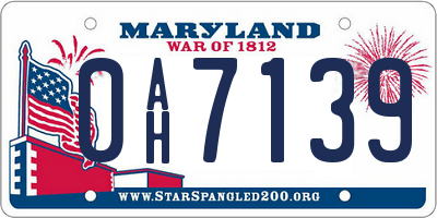 MD license plate 0AH7139