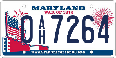 MD license plate 0AH7264