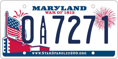 MD license plate 0AH7271
