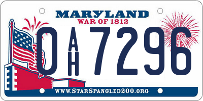 MD license plate 0AH7296