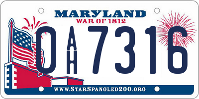 MD license plate 0AH7316