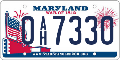 MD license plate 0AH7330