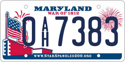 MD license plate 0AH7383