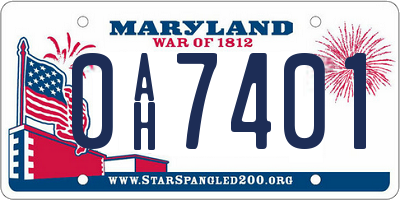 MD license plate 0AH7401