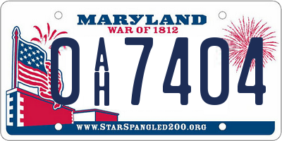 MD license plate 0AH7404