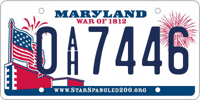 MD license plate 0AH7446