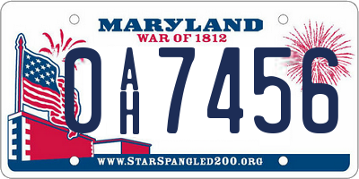 MD license plate 0AH7456