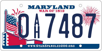 MD license plate 0AH7487