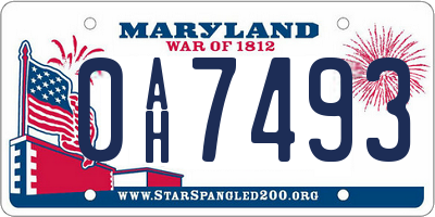 MD license plate 0AH7493