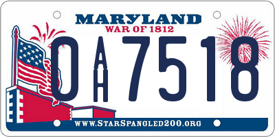 MD license plate 0AH7518