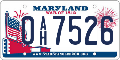 MD license plate 0AH7526