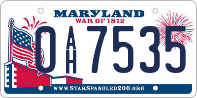 MD license plate 0AH7535