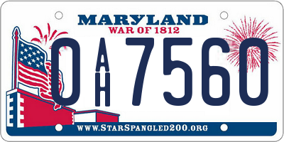 MD license plate 0AH7560
