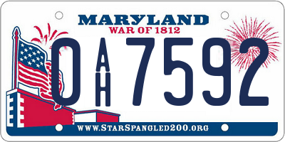 MD license plate 0AH7592