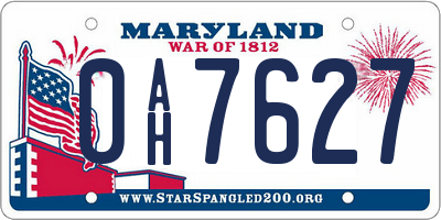 MD license plate 0AH7627