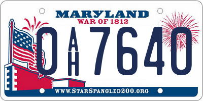 MD license plate 0AH7640