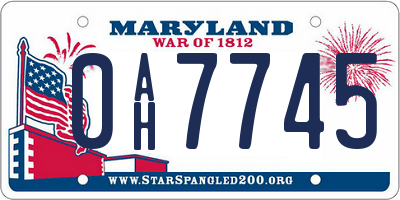 MD license plate 0AH7745