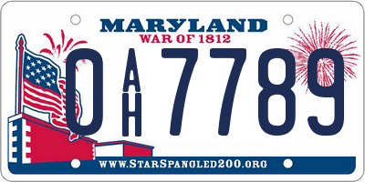 MD license plate 0AH7789