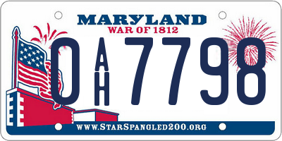MD license plate 0AH7798