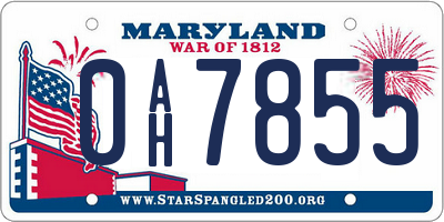 MD license plate 0AH7855