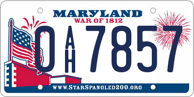 MD license plate 0AH7857