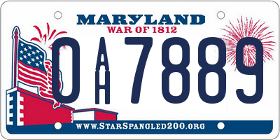 MD license plate 0AH7889