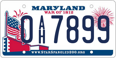 MD license plate 0AH7899
