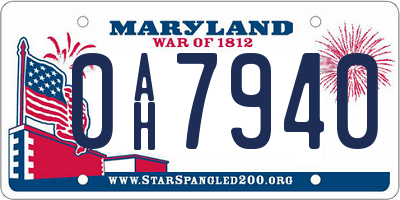 MD license plate 0AH7940