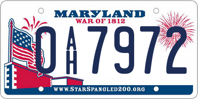 MD license plate 0AH7972
