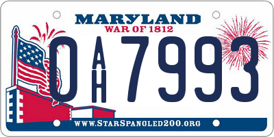 MD license plate 0AH7993