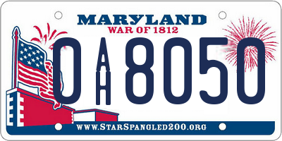 MD license plate 0AH8050