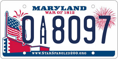 MD license plate 0AH8097