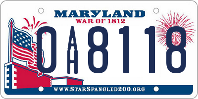 MD license plate 0AH8118