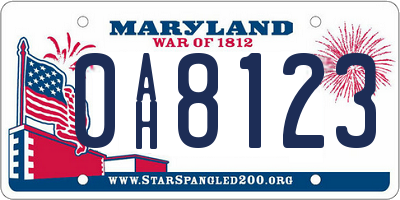 MD license plate 0AH8123