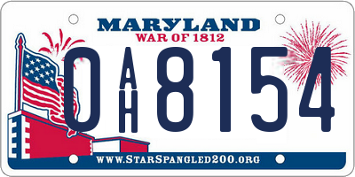MD license plate 0AH8154