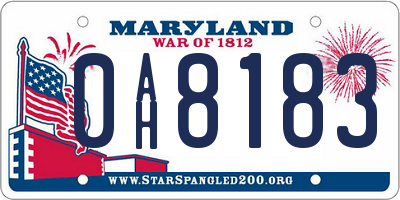 MD license plate 0AH8183