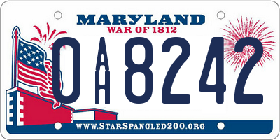 MD license plate 0AH8242