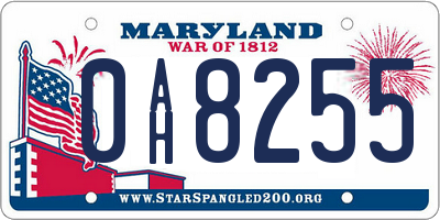 MD license plate 0AH8255