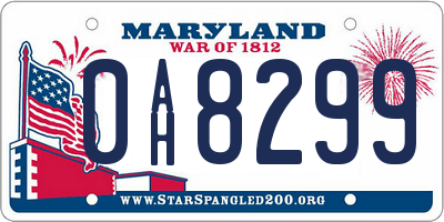 MD license plate 0AH8299
