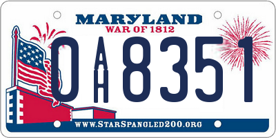 MD license plate 0AH8351