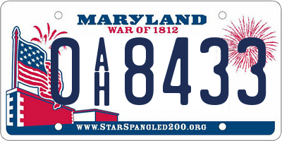 MD license plate 0AH8433