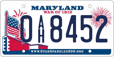 MD license plate 0AH8452