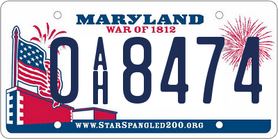 MD license plate 0AH8474