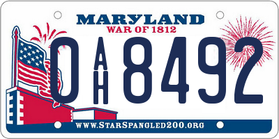 MD license plate 0AH8492