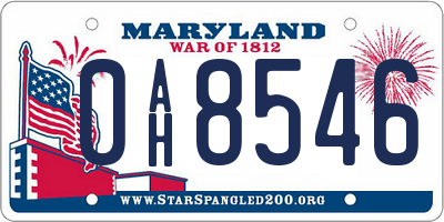 MD license plate 0AH8546