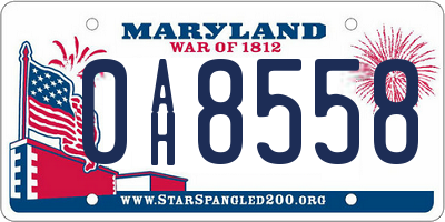 MD license plate 0AH8558