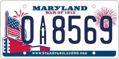 MD license plate 0AH8569