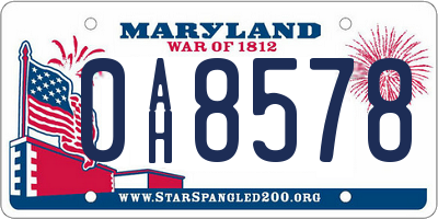 MD license plate 0AH8578