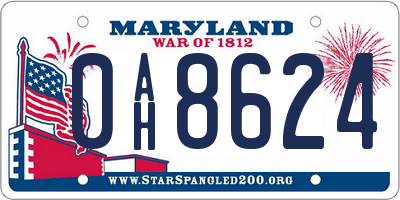 MD license plate 0AH8624