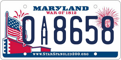 MD license plate 0AH8658